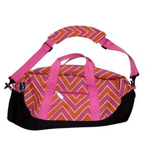 Wildkin Pink and Orange Stripe Overnight Duffle Zig Zag Pink Orange 20" x 10"